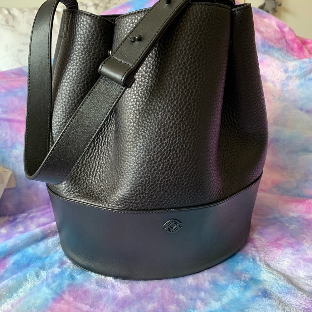 DAGNE DOVER AVA BUCKET BAG BLACK LEATHER